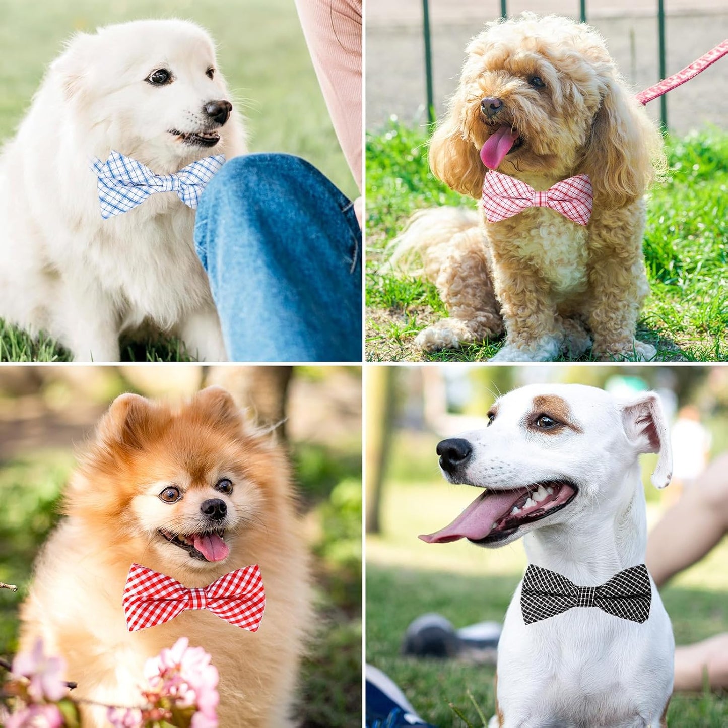 Dog Bow Tie Plaid, Bowties for Dogs, Adjustable Dog Bow Collar, Pet Grooming Bows for Dogs Cats Boy and Girl Small Medium Large Dogs Wedding Thanksgiving Christmas Costumes Neck Bow Attachment