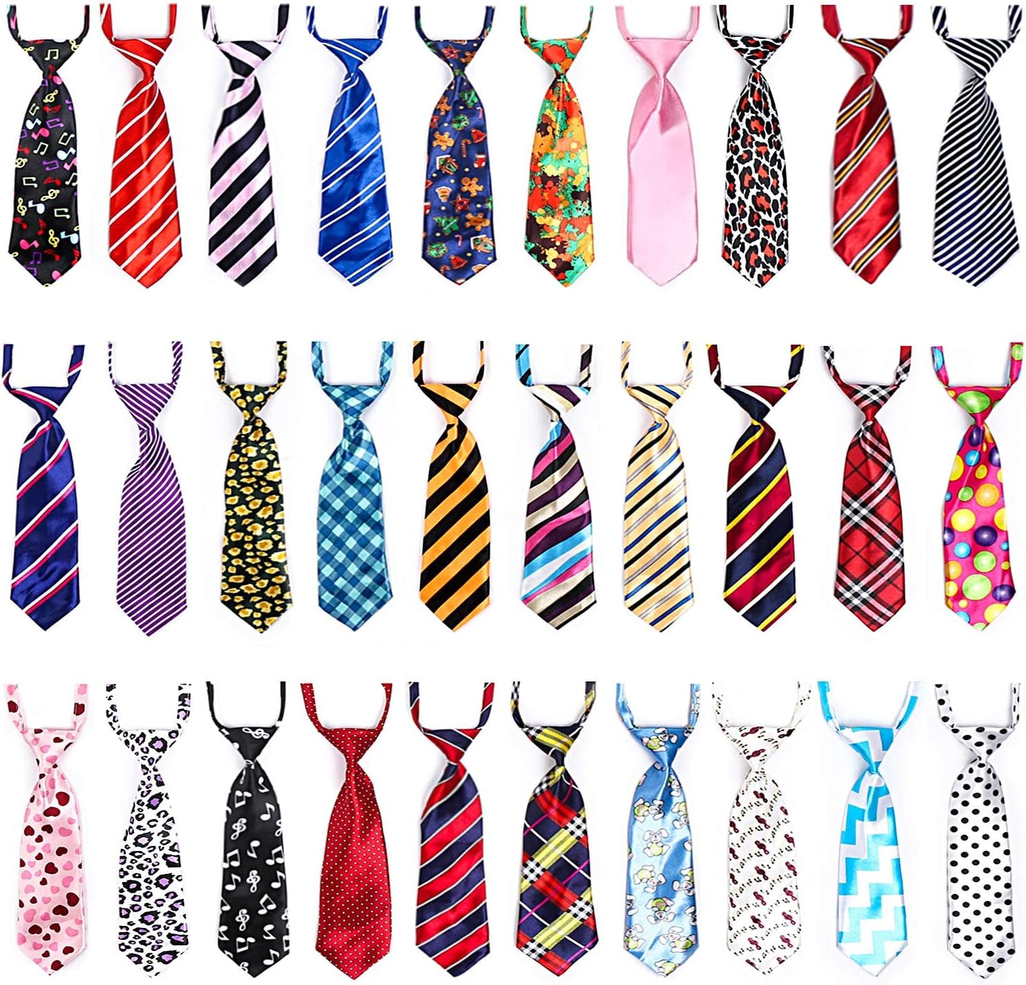 Dog Ties, 30 PCS Dog Neck Ties Assorted Adjustable Neckties for Medium Large Pets, Bulk Pet Bow Collar Grooming Accessories for Holiday Birthday Costumes