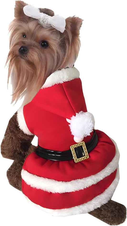 Dog Christmas Dresses Cat Xmax Suits Small Pet Haliday Outfits Winter Warm Clothes (Red,Xs)