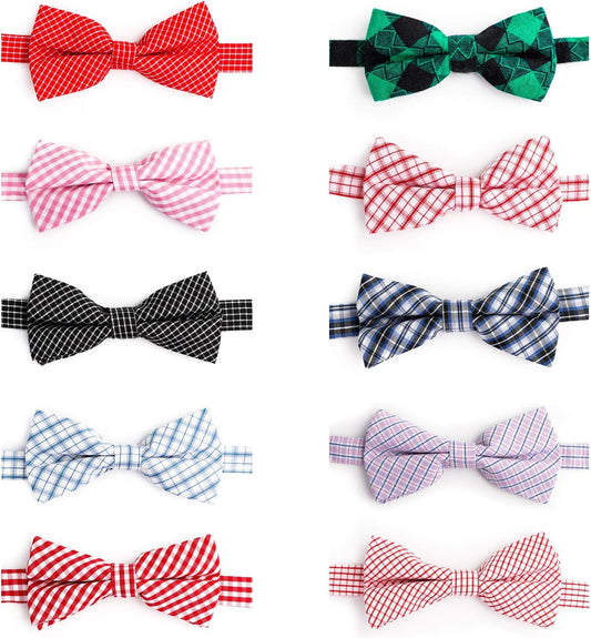 Dog Bow Tie Plaid, Bowties for Dogs, Adjustable Dog Bow Collar, Pet Grooming Bows for Dogs Cats Boy and Girl Small Medium Large Dogs Wedding Thanksgiving Christmas Costumes Neck Bow Attachment