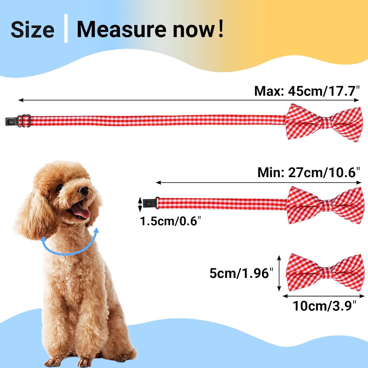 Dog Bow Tie Plaid, Bowties for Dogs, Adjustable Dog Bow Collar, Pet Grooming Bows for Dogs Cats Boy and Girl Small Medium Large Dogs Wedding Thanksgiving Christmas Costumes Neck Bow Attachment
