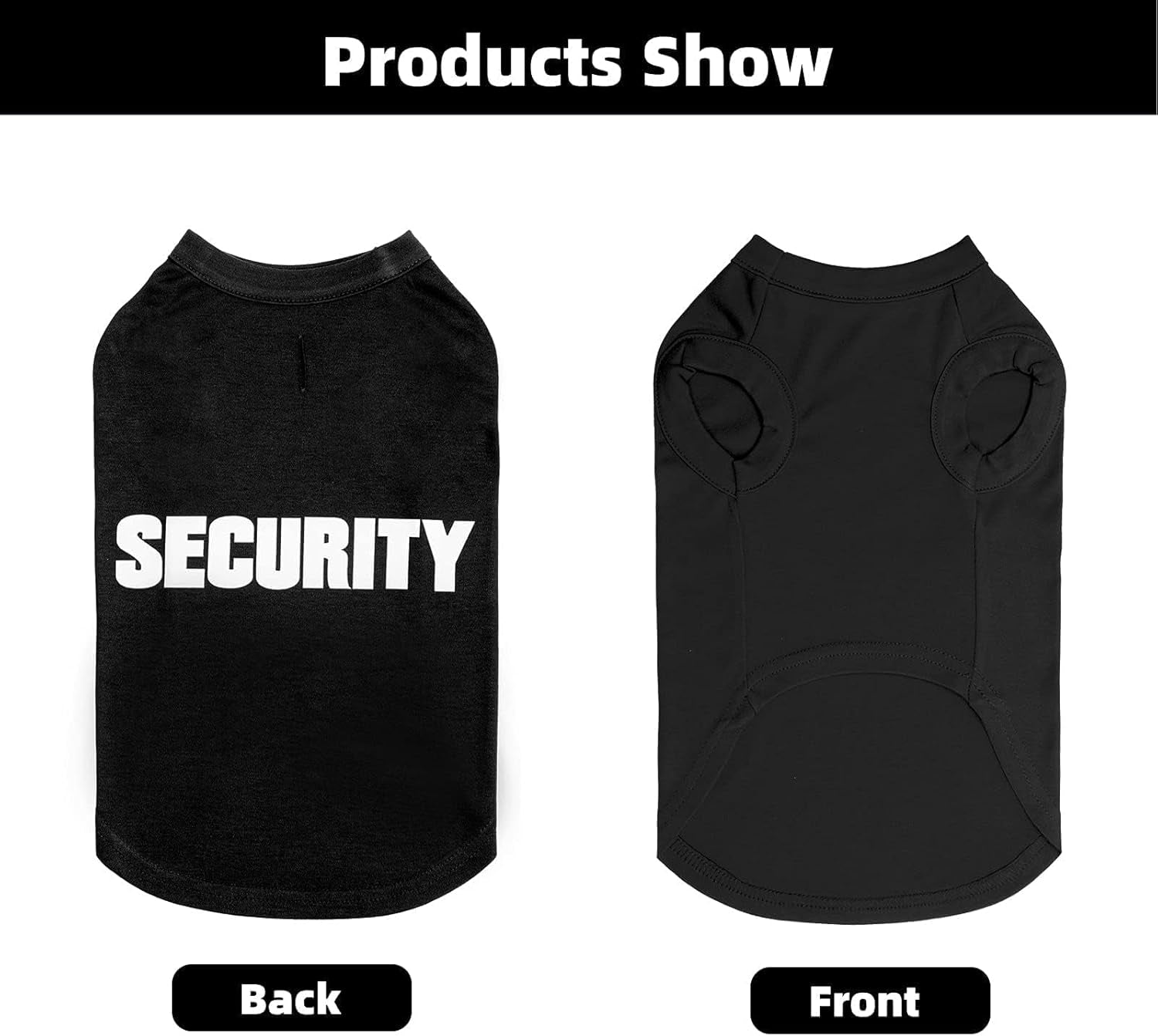 Security Dog Shirts,Soft Cotton Puppy Tshirt,Breathable Lightweight Dog Costumes Tank Top Vest,Machine Washable Stretchy Clothes for Small Medium Large Dogs Boy Girl