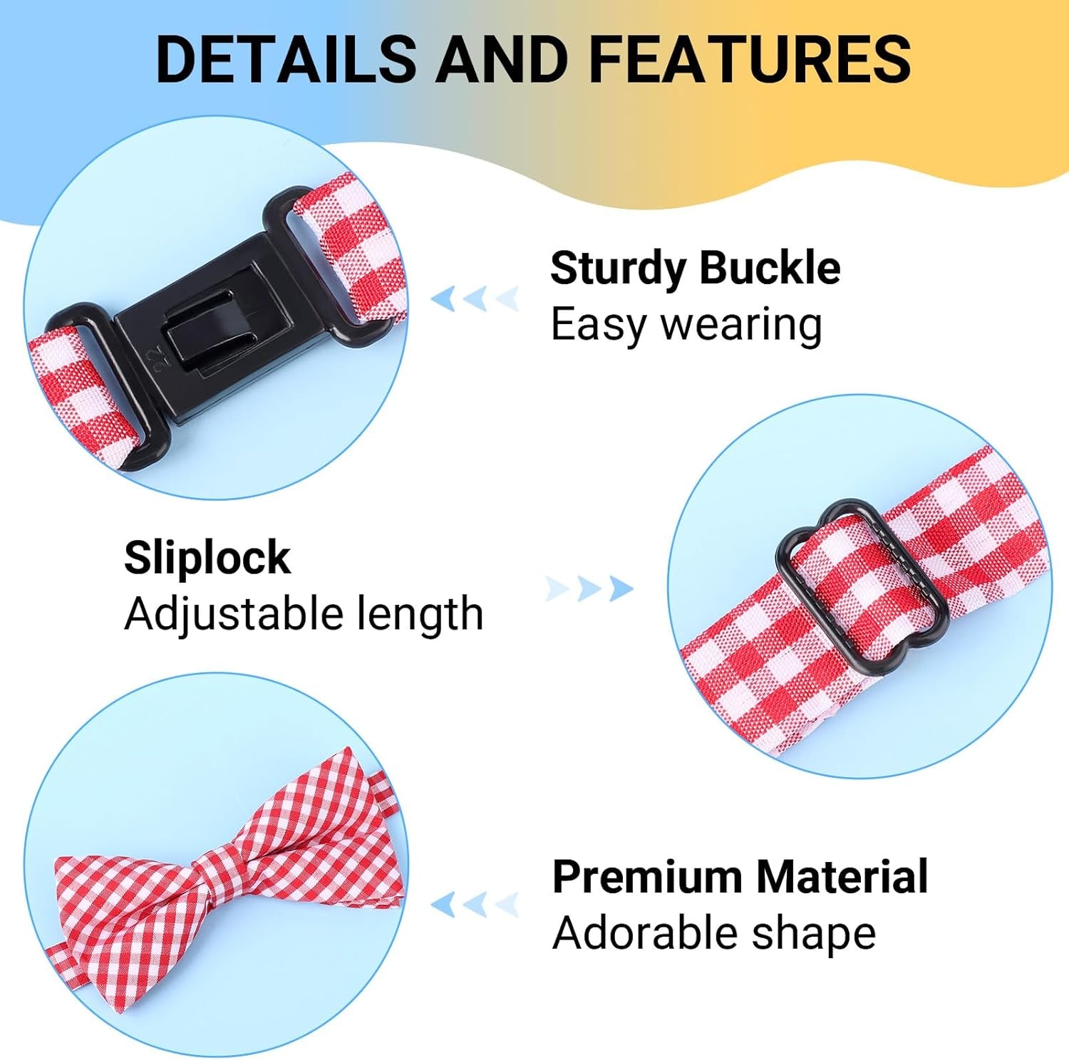 Dog Bow Tie Plaid, Bowties for Dogs, Adjustable Dog Bow Collar, Pet Grooming Bows for Dogs Cats Boy and Girl Small Medium Large Dogs Wedding Thanksgiving Christmas Costumes Neck Bow Attachment
